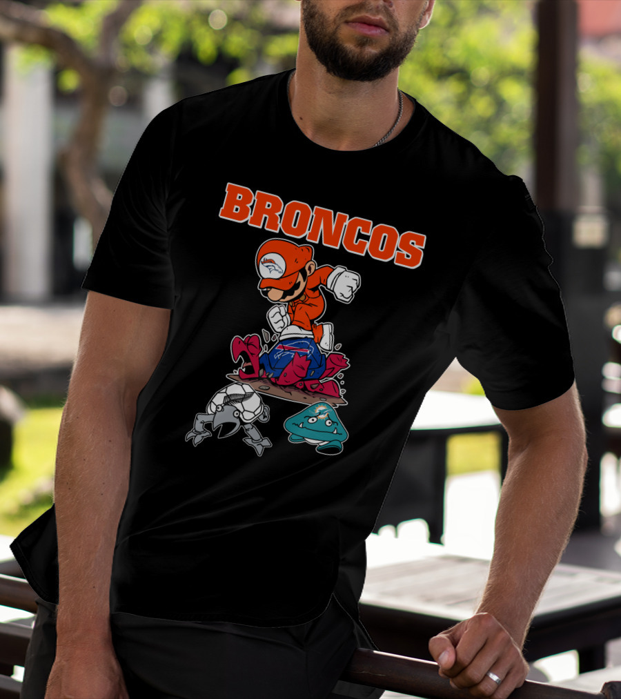 Broncos Denver Mario Jumping Over Enemies T-Shirt