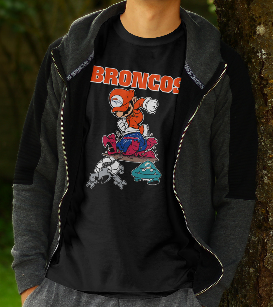 Broncos Denver Mario Jumping Over Enemies T-Shirt