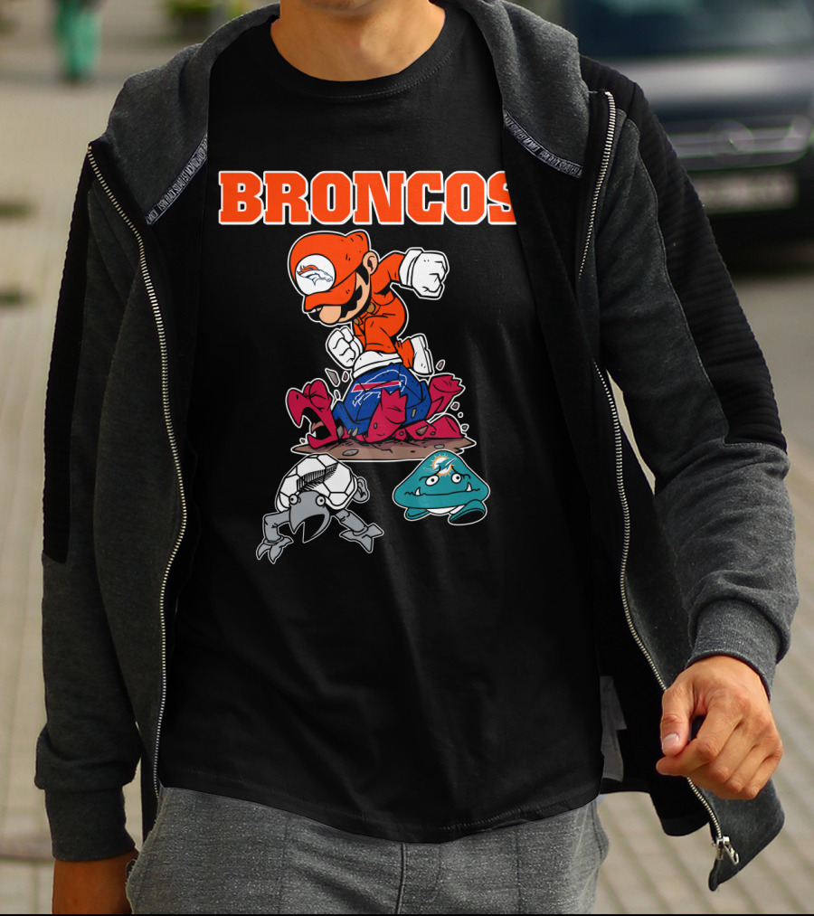 Broncos Denver Mario Jumping Over Enemies T-Shirt