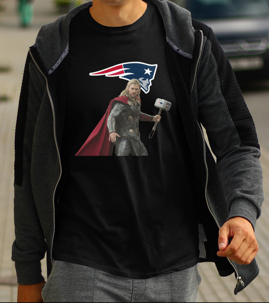 Patriots Thor Crossover Mjolnir Nfl Tribute T-Shirt