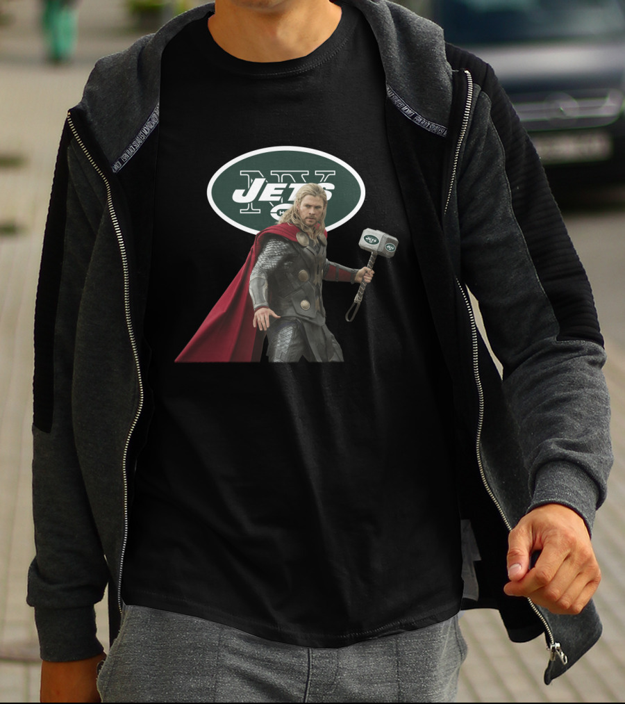 New York Jets Thor Wields Hammer T-Shirt