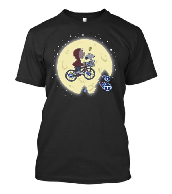 Halloween Tennessee Titans Snoopy Flying Over Moon T-Shirt