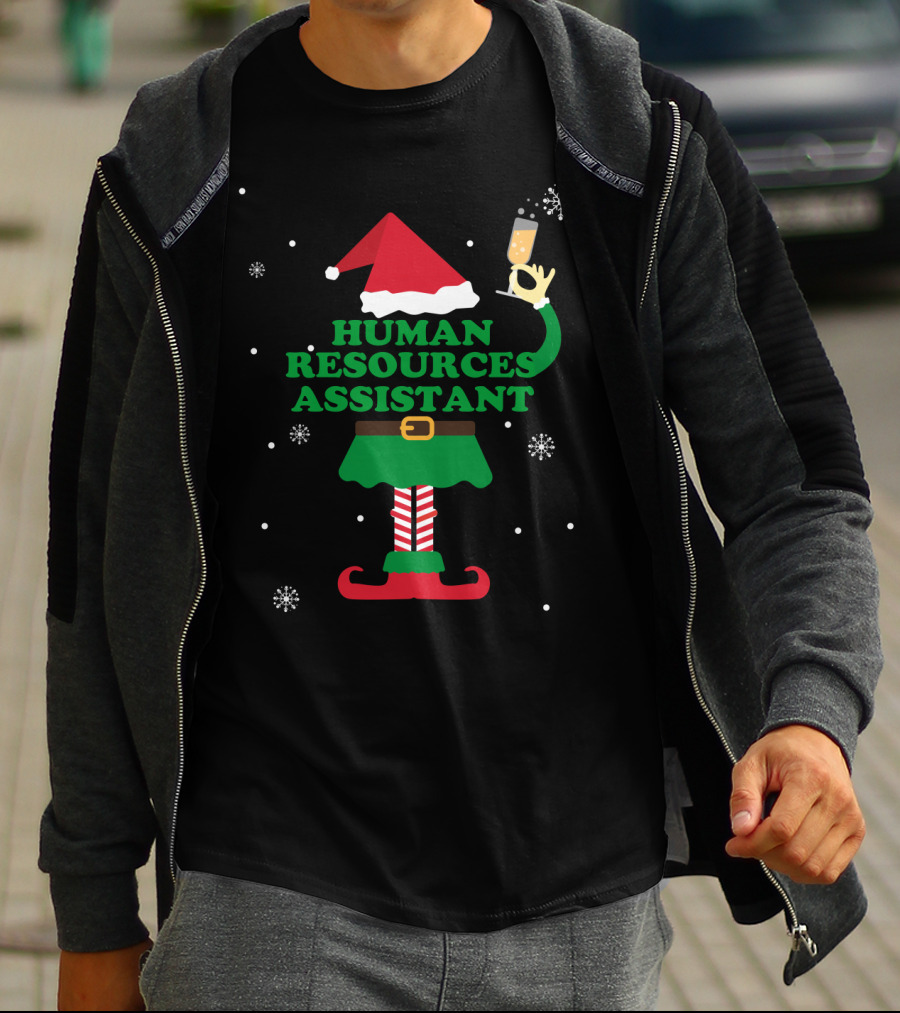 Human Resources Assistant Elf Holding Champagne T-Shirt