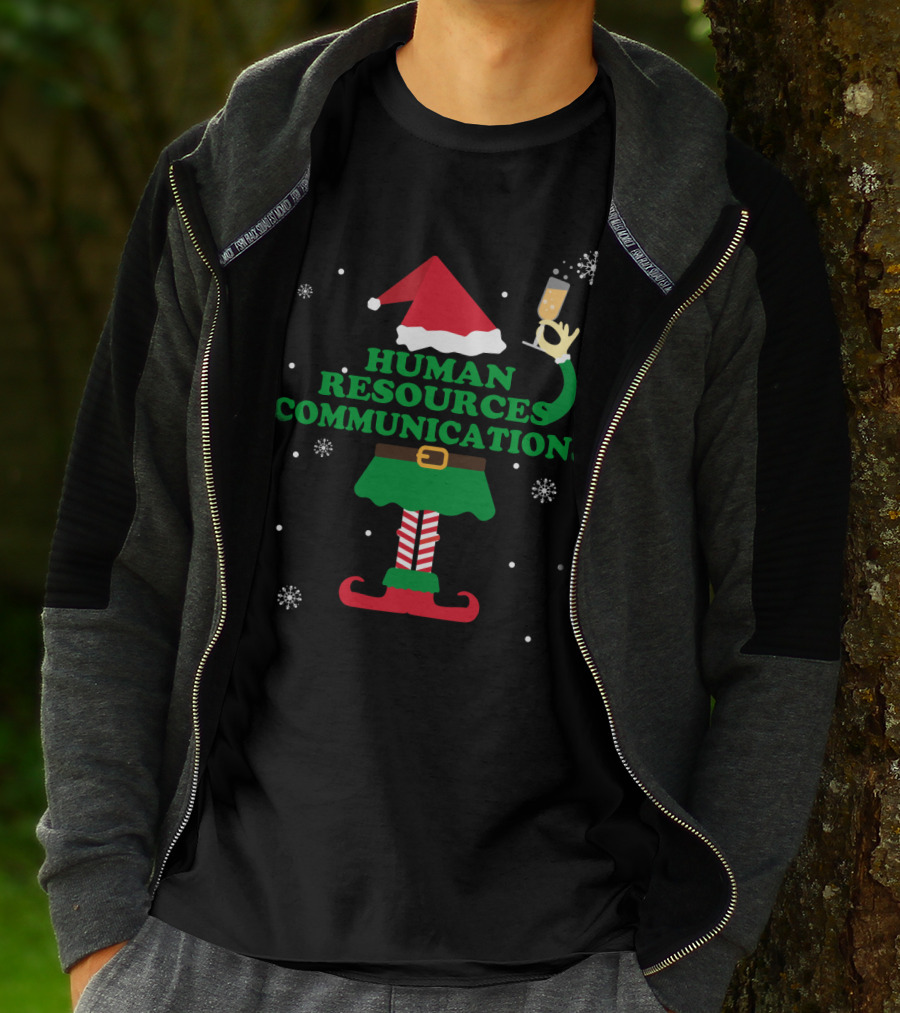 Human Resources Communications Elf Champagne Christmas T-Shirt