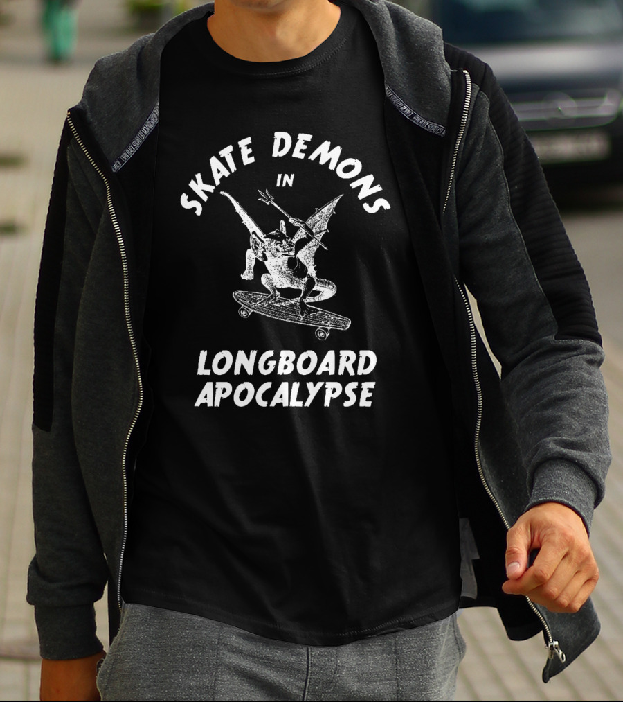 Skate Demons In Longboard Apocalypse Fantasy Imagery T-Shirt