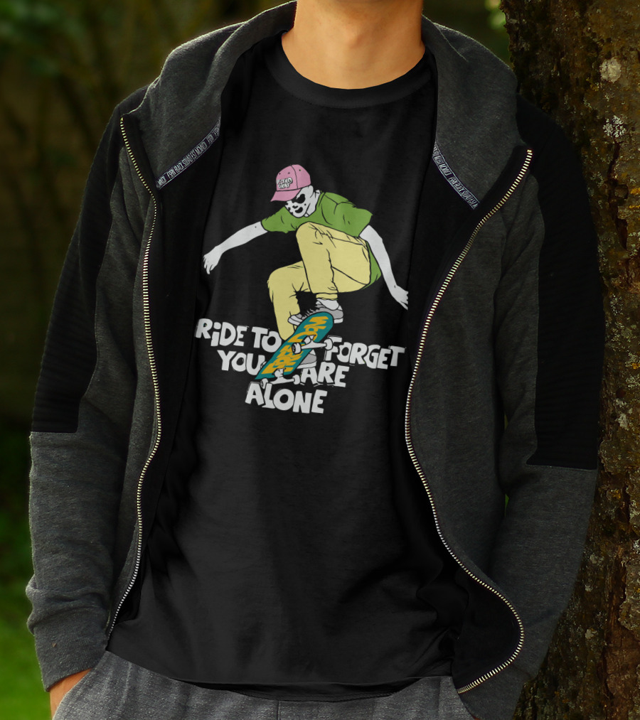 Ride To Forget You Are Alone Skateboard Freedom Skate Ride Rorschach T-Shirt