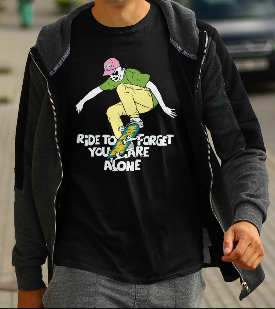 Ride To Forget You Are Alone Skateboard Freedom Skate Ride Rorschach T-Shirt