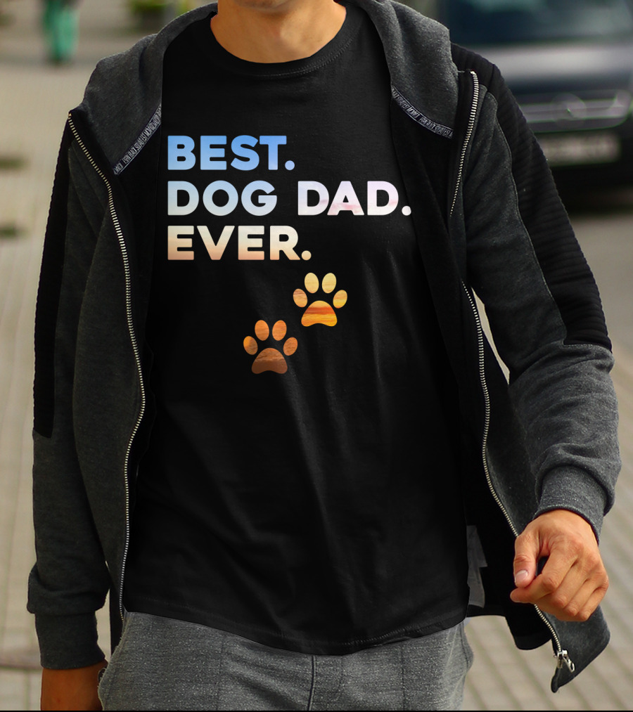 Best Dog Dad Ever Colorful Paw Print T-Shirt