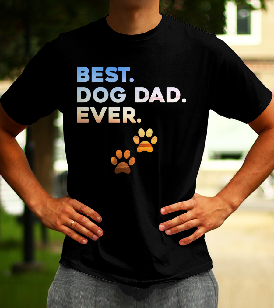 Best Dog Dad Ever Colorful Paw Print T-Shirt