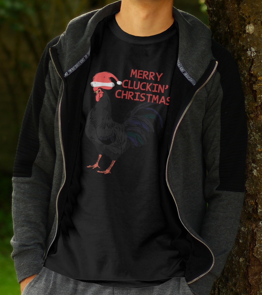 Merry Cluckin' Christmas Santa Hat Rooster T-Shirt