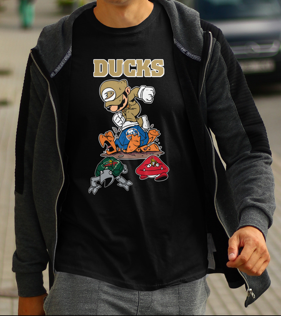 Ducks Anaheim Hockey Character Crossover And Team Logos T-Shirt