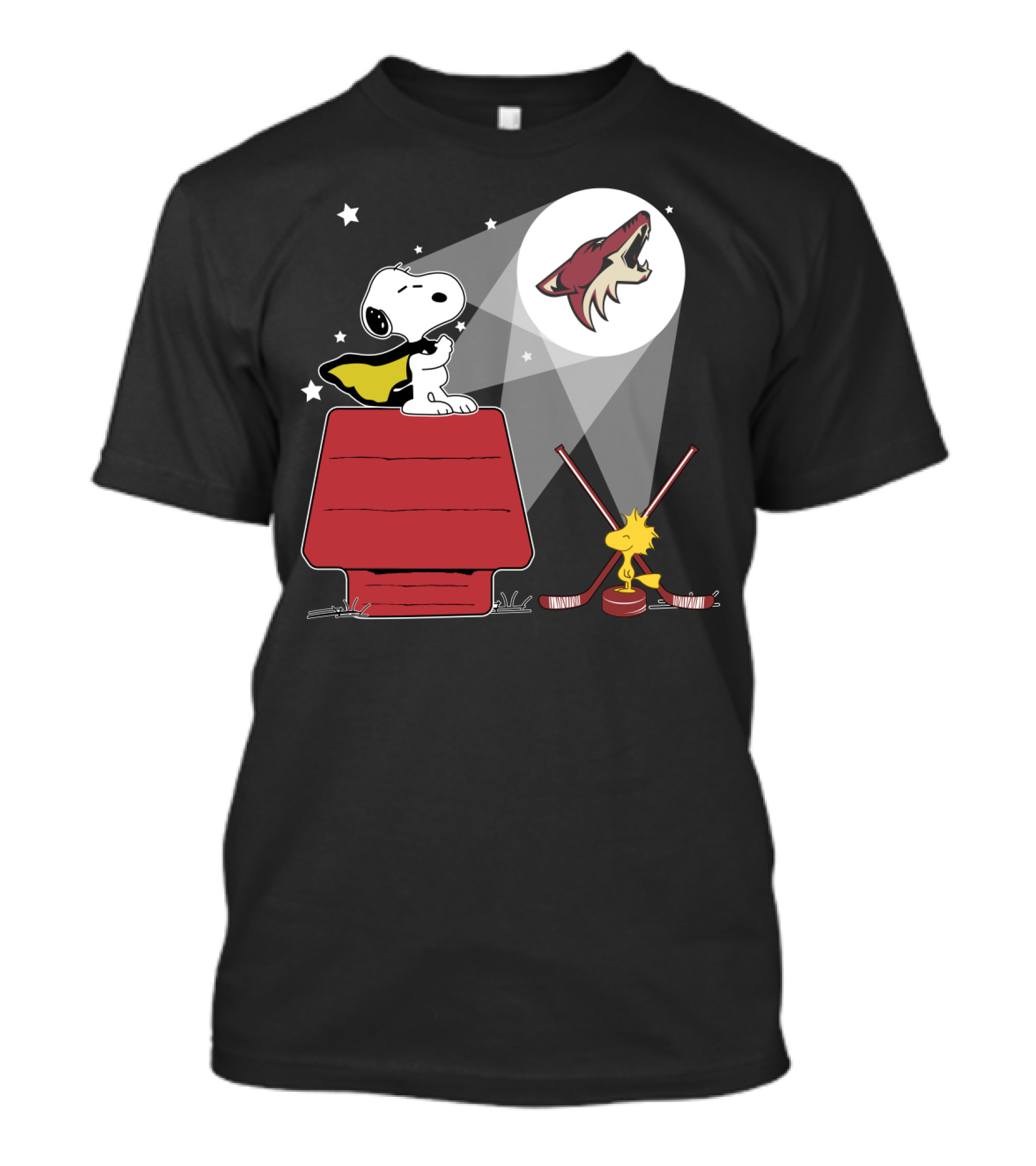 Arizona Coyotes Snoopy Woodstock Hockey Moonlight T-Shirt