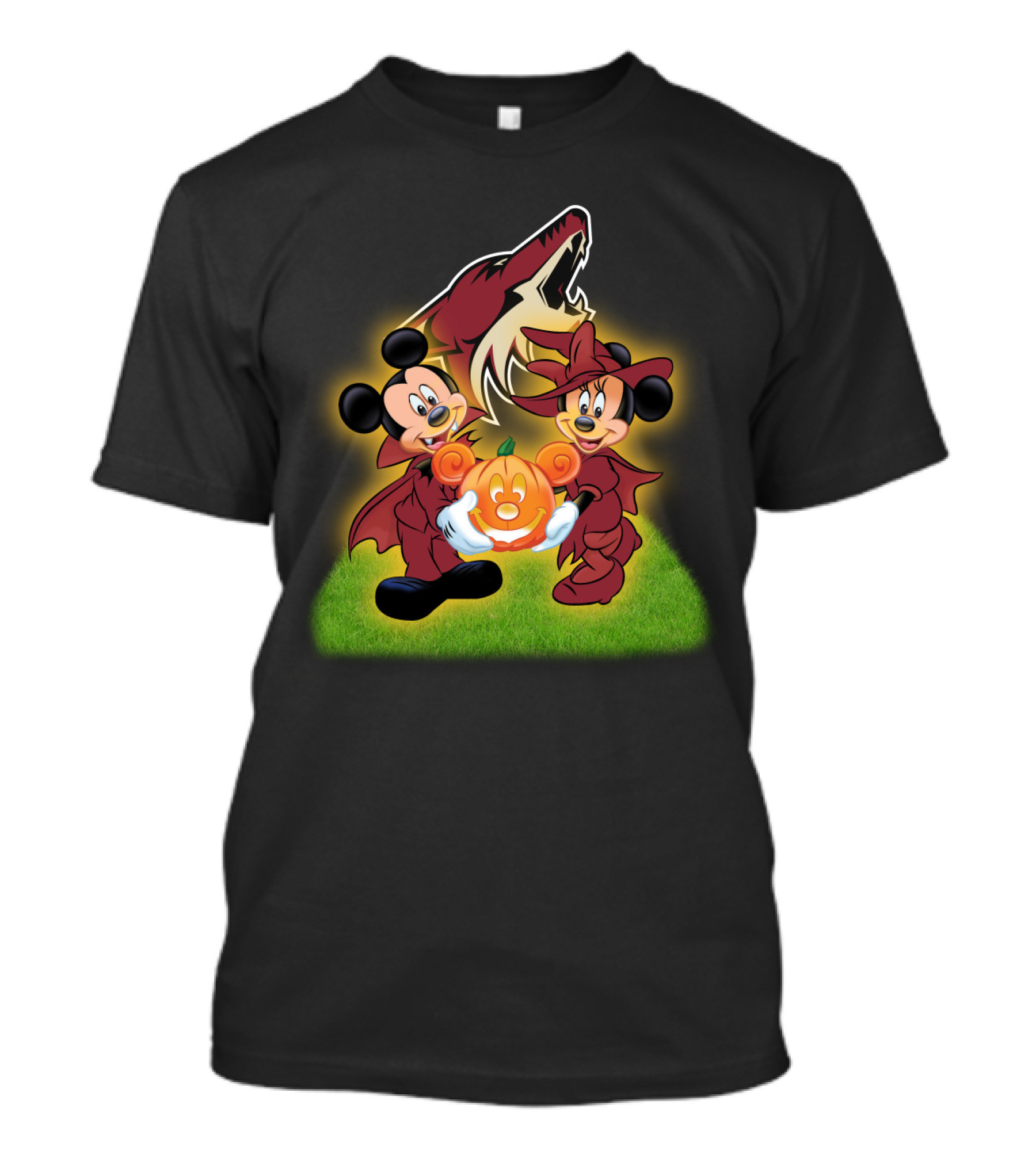 Halloween Arizona Coyotes Mickey Minnie Pumpkin T-Shirt