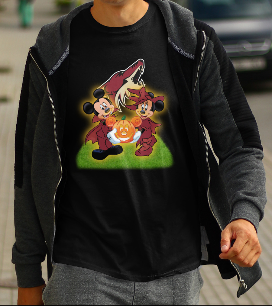 Halloween Arizona Coyotes Mickey Minnie Pumpkin T-Shirt