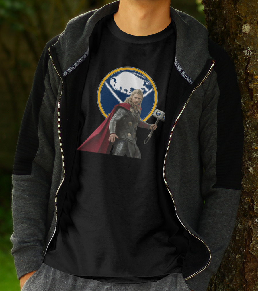 Buffalo Sabres Thor Crossover With Mjolnir And Sabres T-Shirt