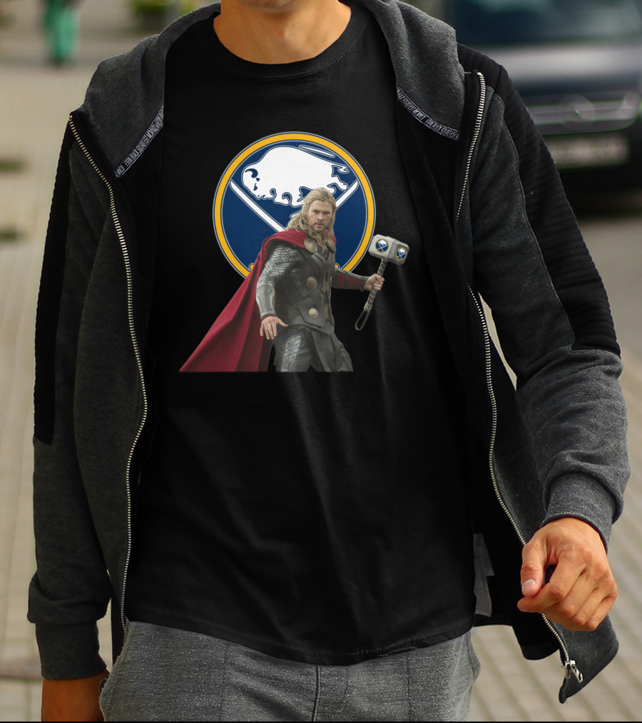 Buffalo Sabres Thor Crossover With Mjolnir And Sabres T-Shirt
