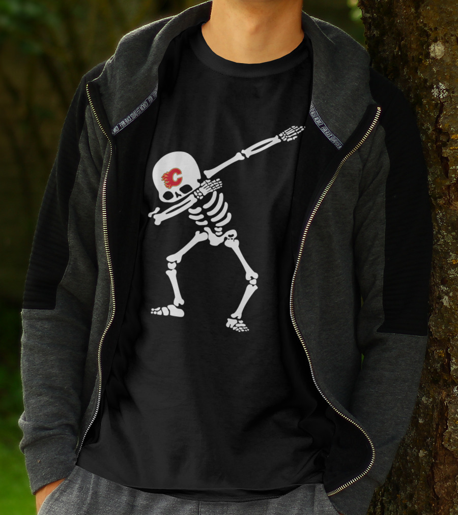 Calgary Flames Skeleton Dabbing Pose T-Shirt