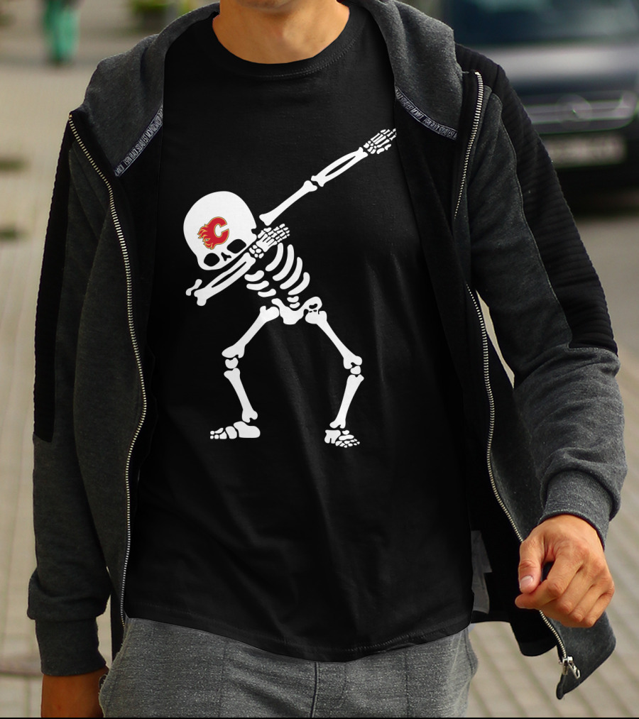 Calgary Flames Skeleton Dabbing Pose T-Shirt