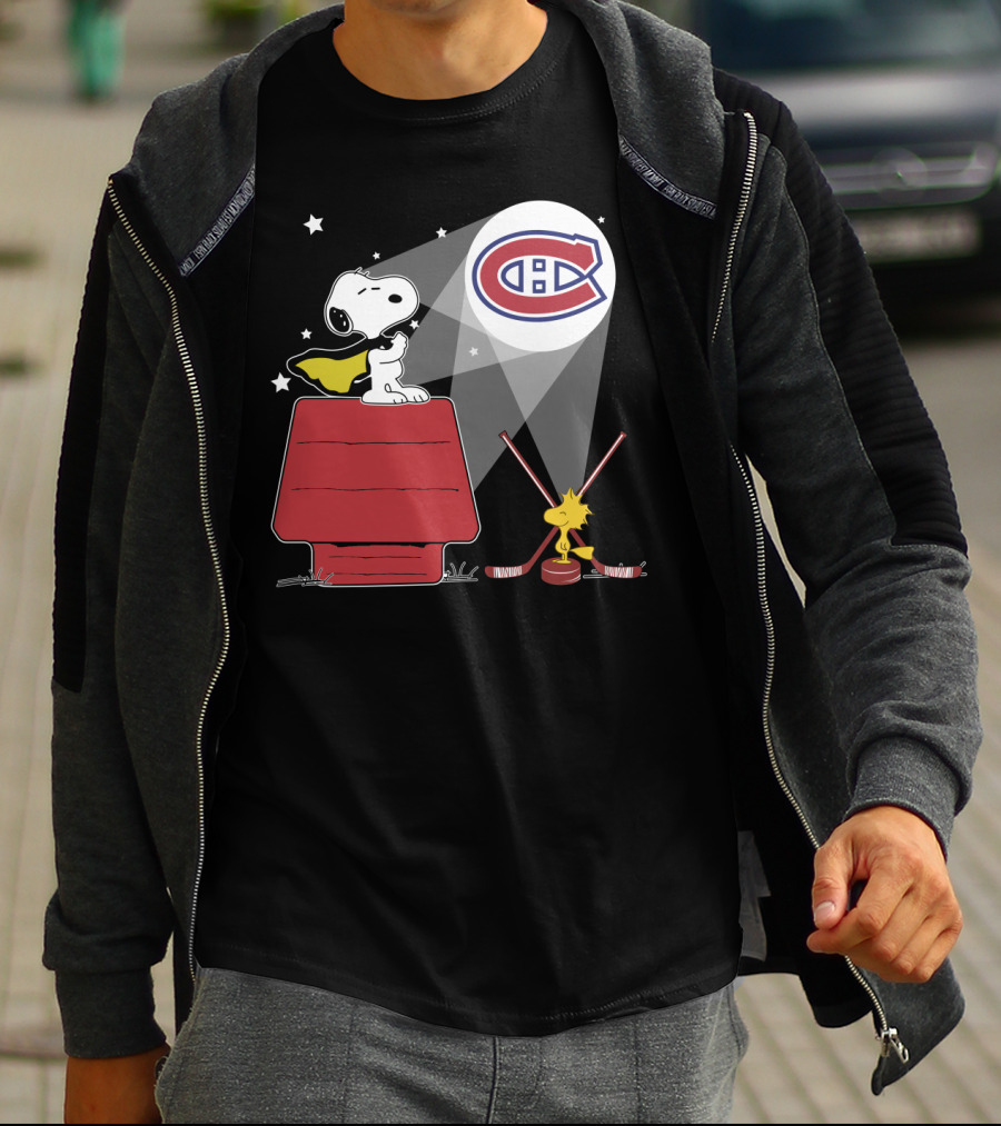 Snoopy Woodstock Montreal Canadiens Logo Peanuts Crossover T-Shirt