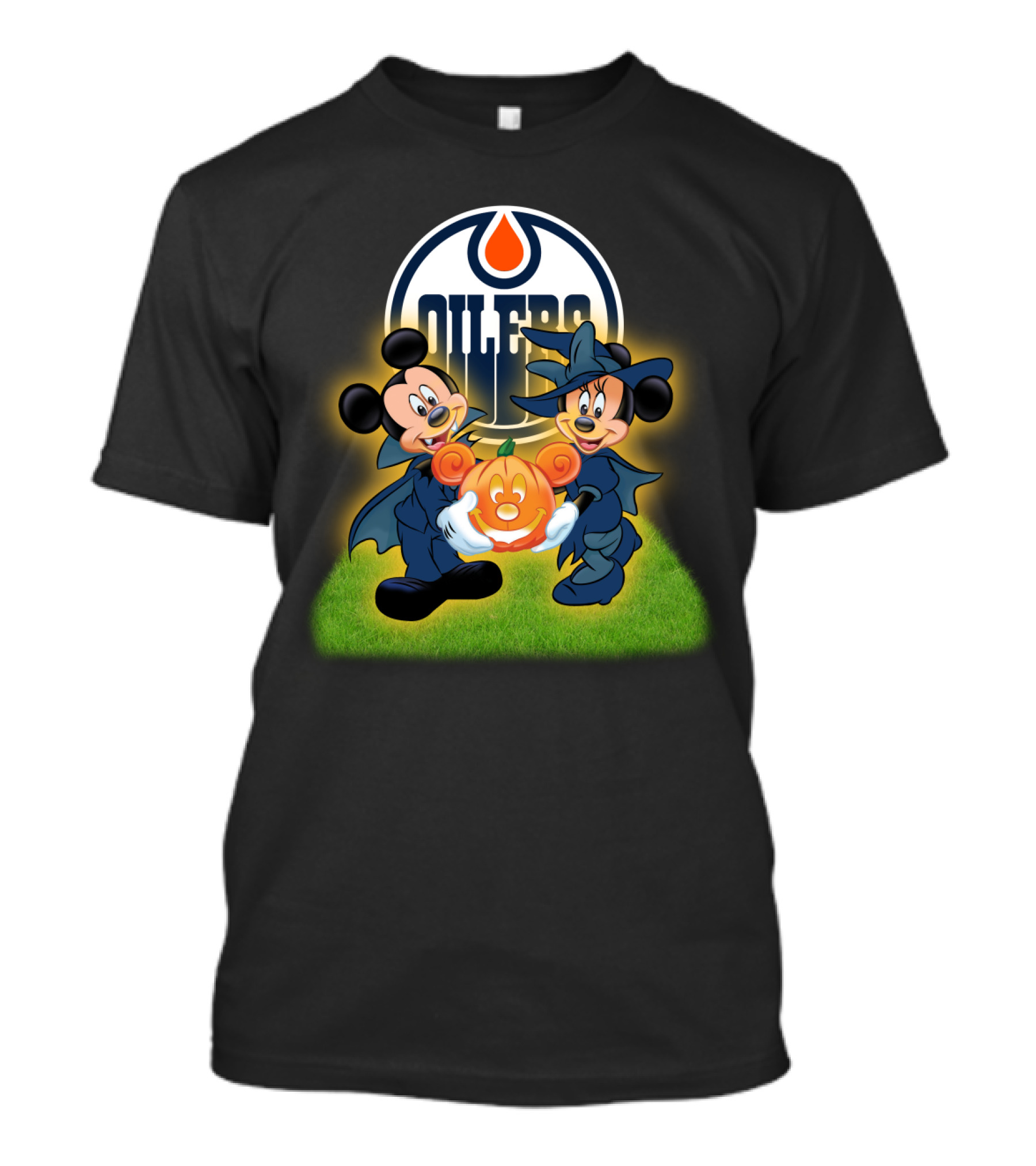 Edmonton Oilers Halloween Mickey And Friends Pumpkin T-Shirt
