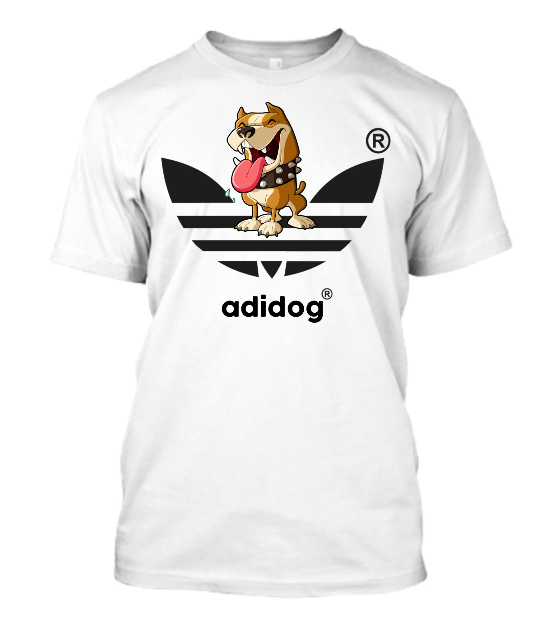 Adidog Funny Dog With Tongue Out And Spiked Collar T-Shirt