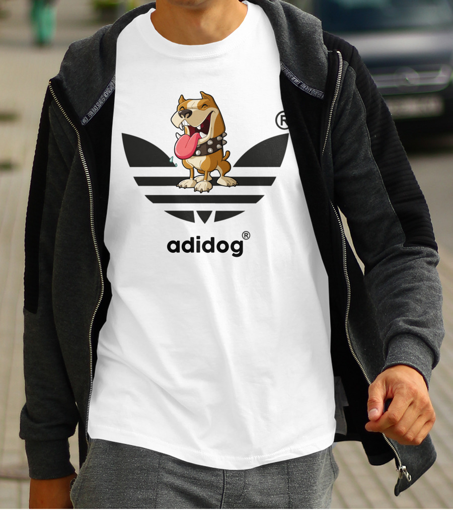 Adidog Funny Dog With Tongue Out And Spiked Collar T-Shirt
