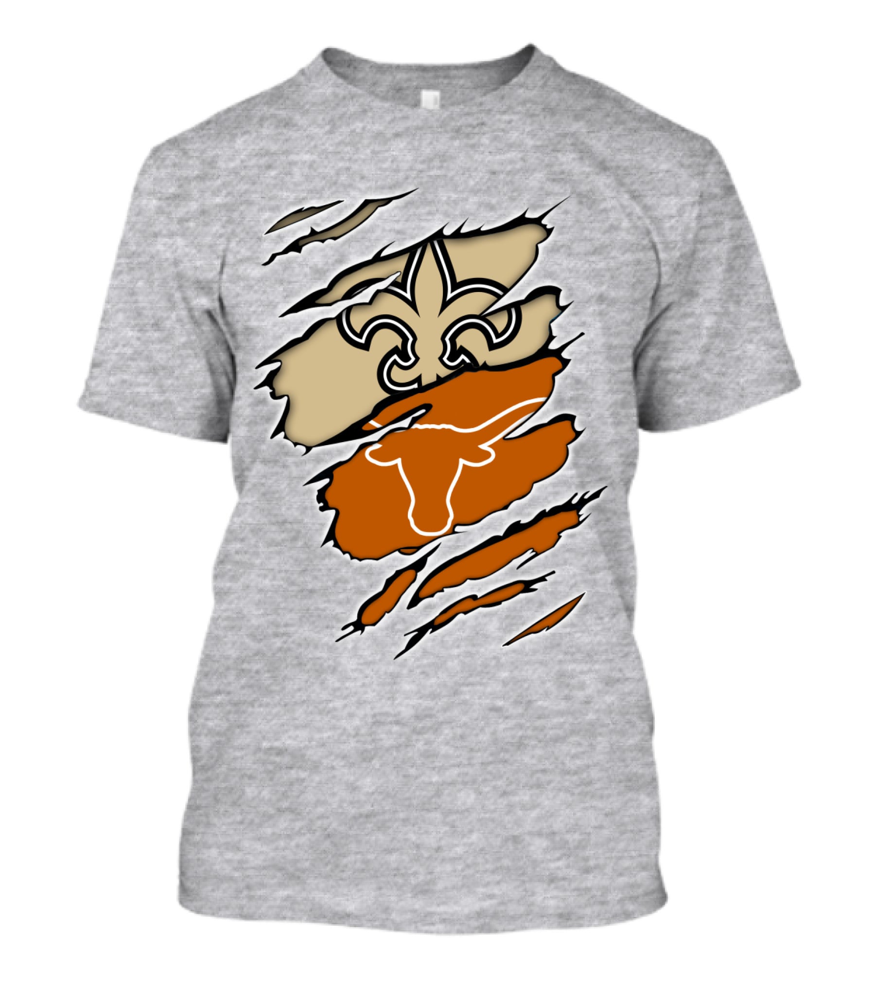 Saints Fleur-de-Lis Longhorns Logo Combination T-Shirt