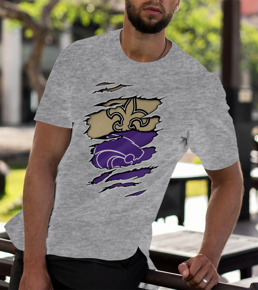 Kansas State Wildcats New Orleans Saints Fleur-de-lis Combination T-Shirt