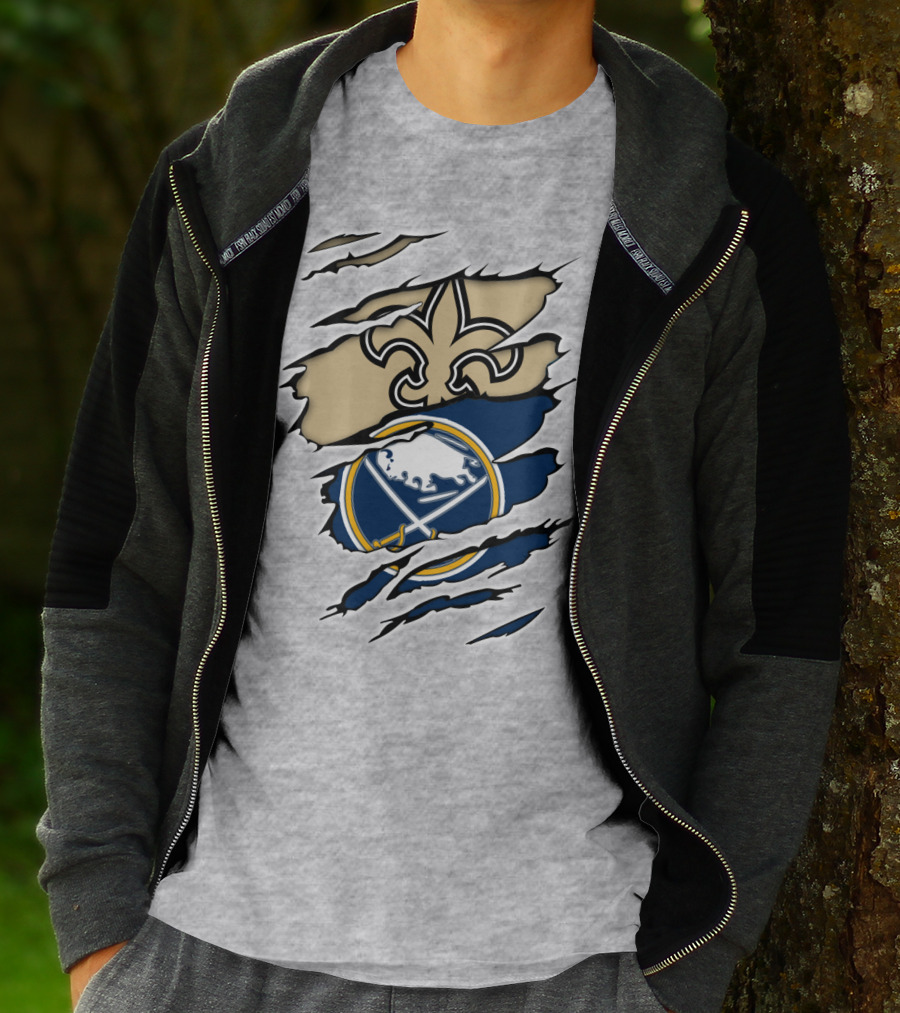 Saints Sabres Fleur-de-Lis And Buffalo Emblems T-Shirt