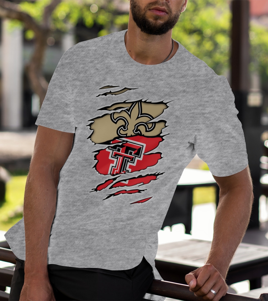 Saints Fleur-de-Lis Texas Tech Double T Combo T-Shirt