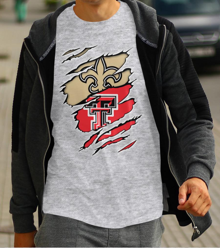 Saints Fleur-de-Lis Texas Tech Double T Combo T-Shirt