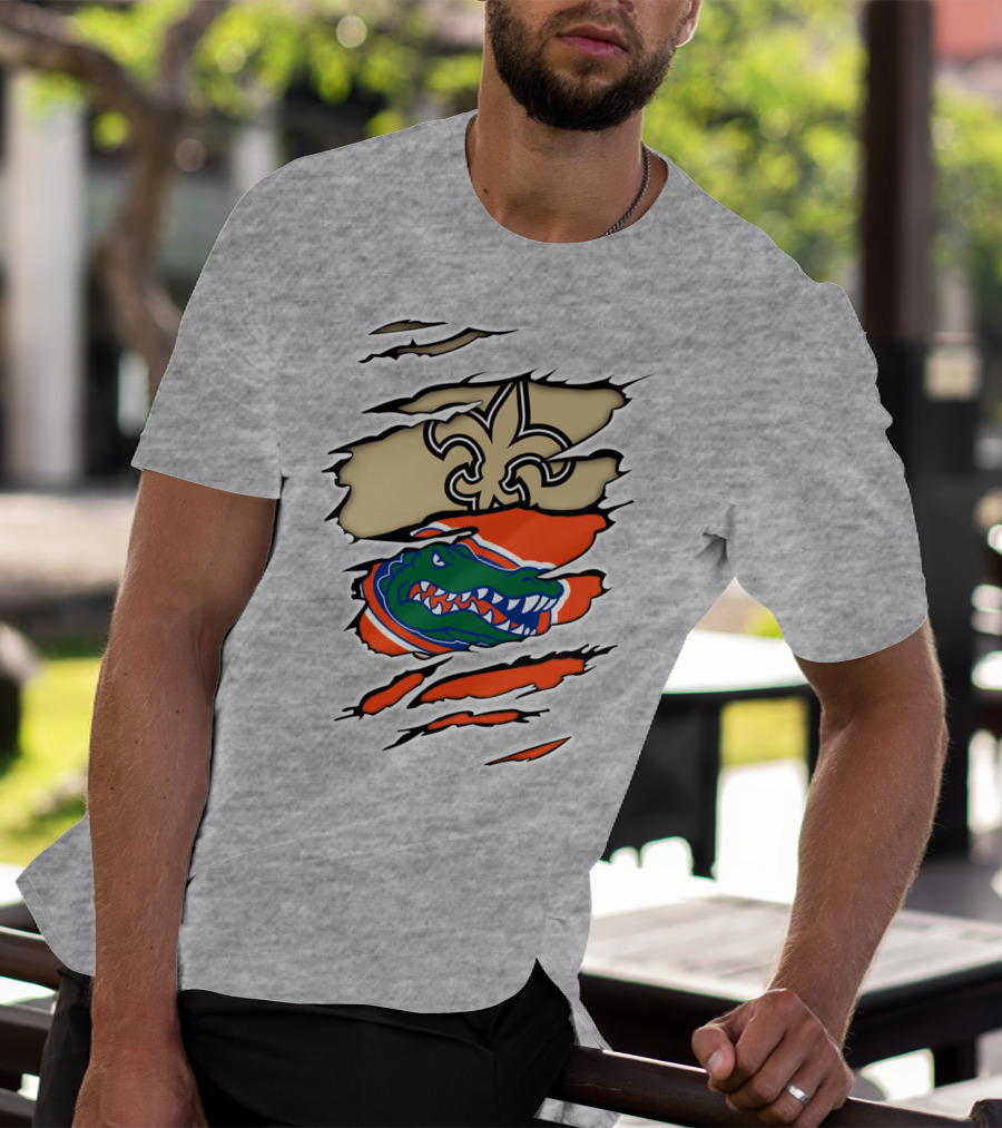 Saints Gators Fleur-De-Lis And Gator Clash Tribute T-Shirt