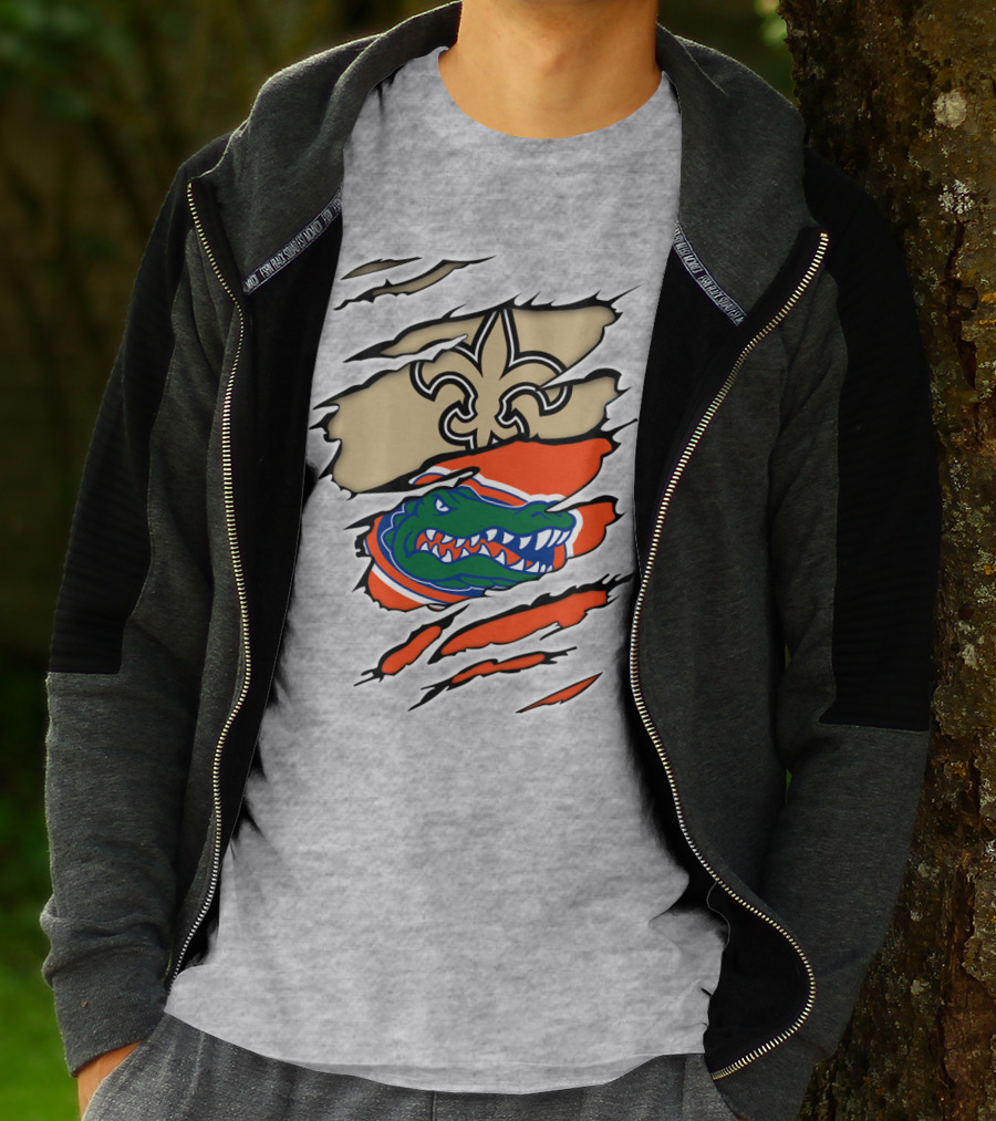 Saints Gators Fleur-De-Lis And Gator Clash Tribute T-Shirt