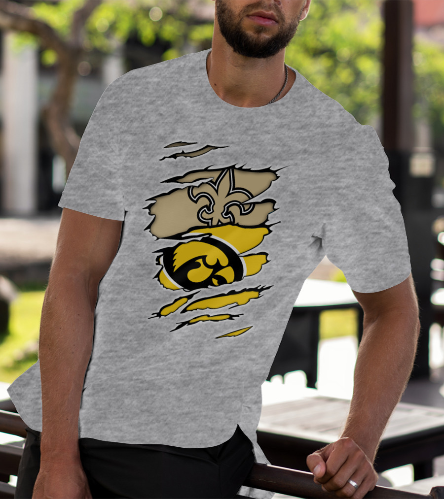 Iowa Hawkeyes And New Orleans Saints Fusion T-Shirt
