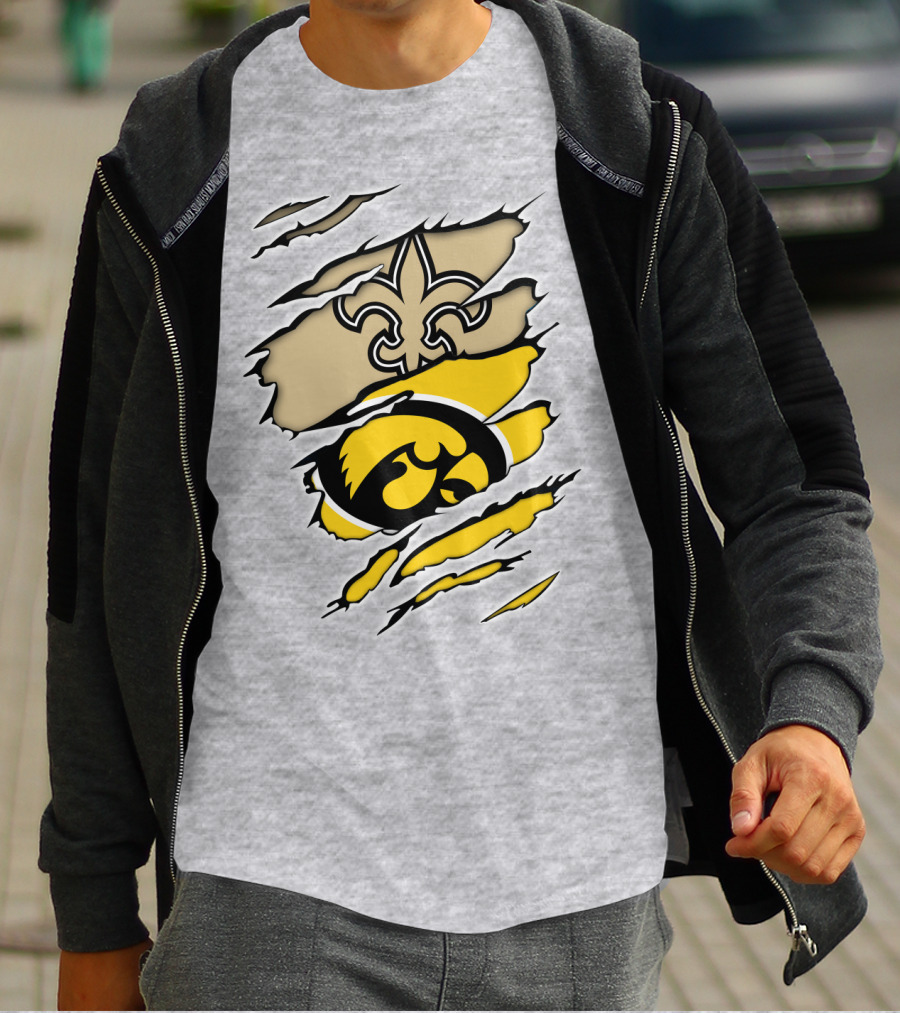 Iowa Hawkeyes And New Orleans Saints Fusion T-Shirt