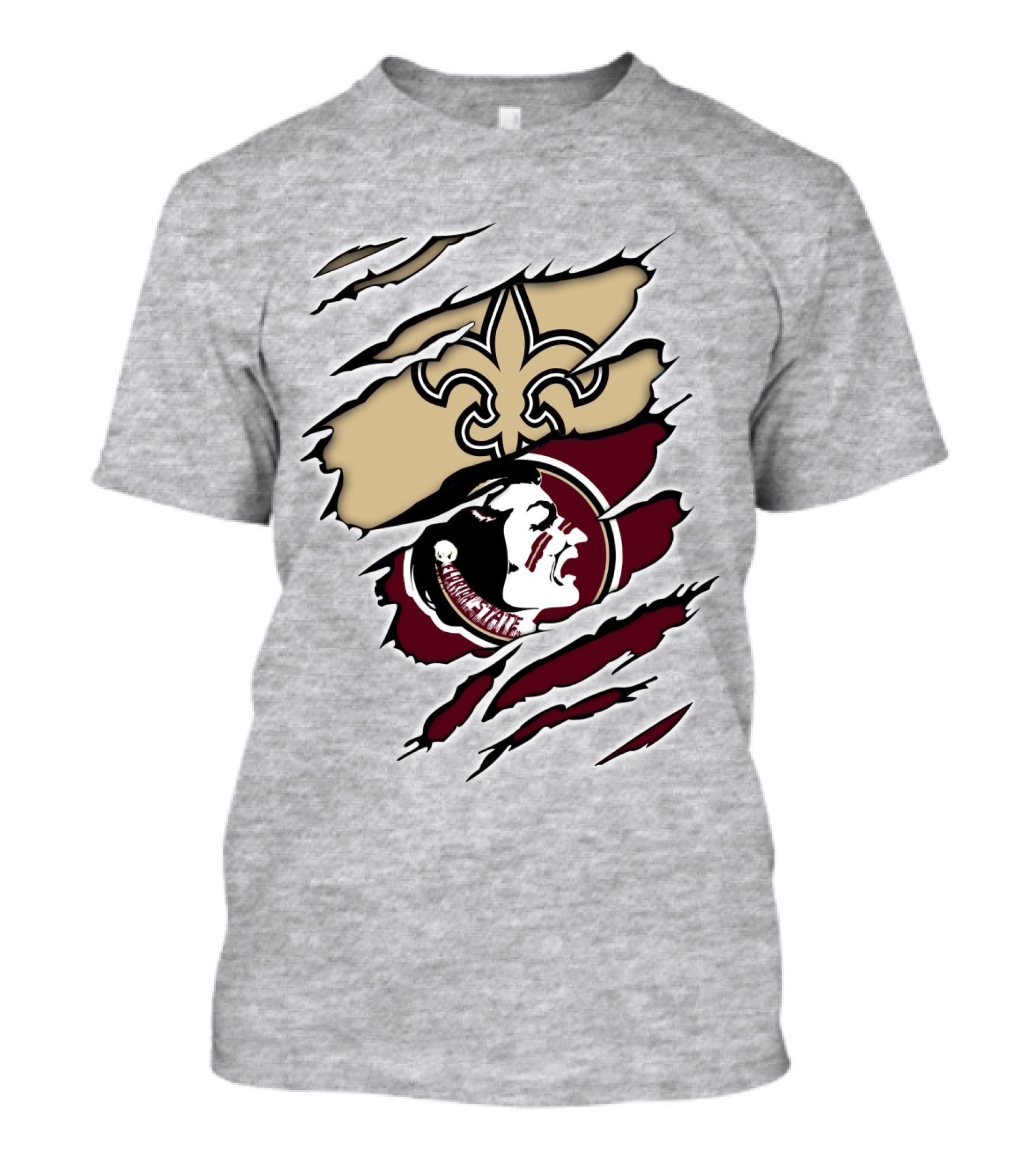 New Orleans Saints Seminoles Logo Ripped T-Shirt