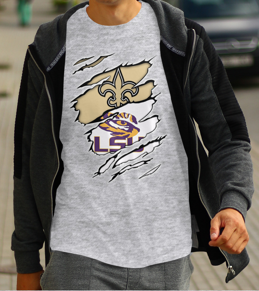 New Orleans Saints Lsu Tigers Claw Logo Fusion T-Shirt