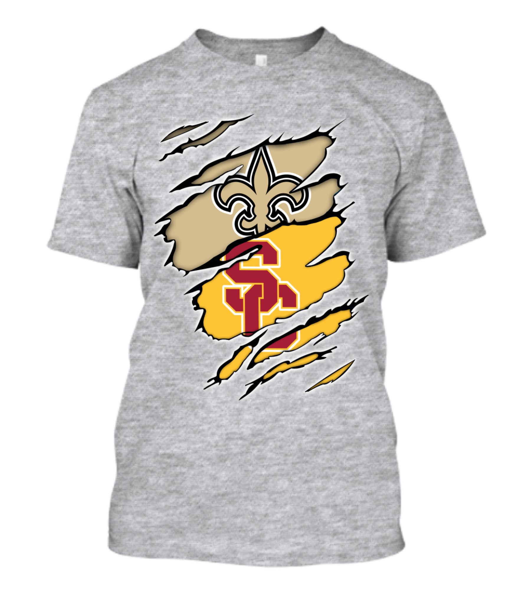 Saints Trojans USC Fleur-de-Lis Logo Combination T-Shirt