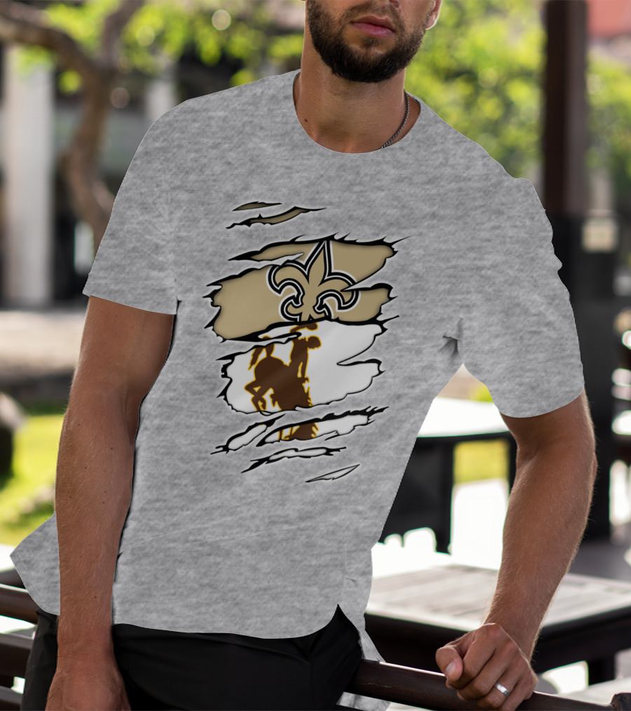 Saints Wyoming Fleur-de-Lis Rodeo Rider Tear T-Shirt