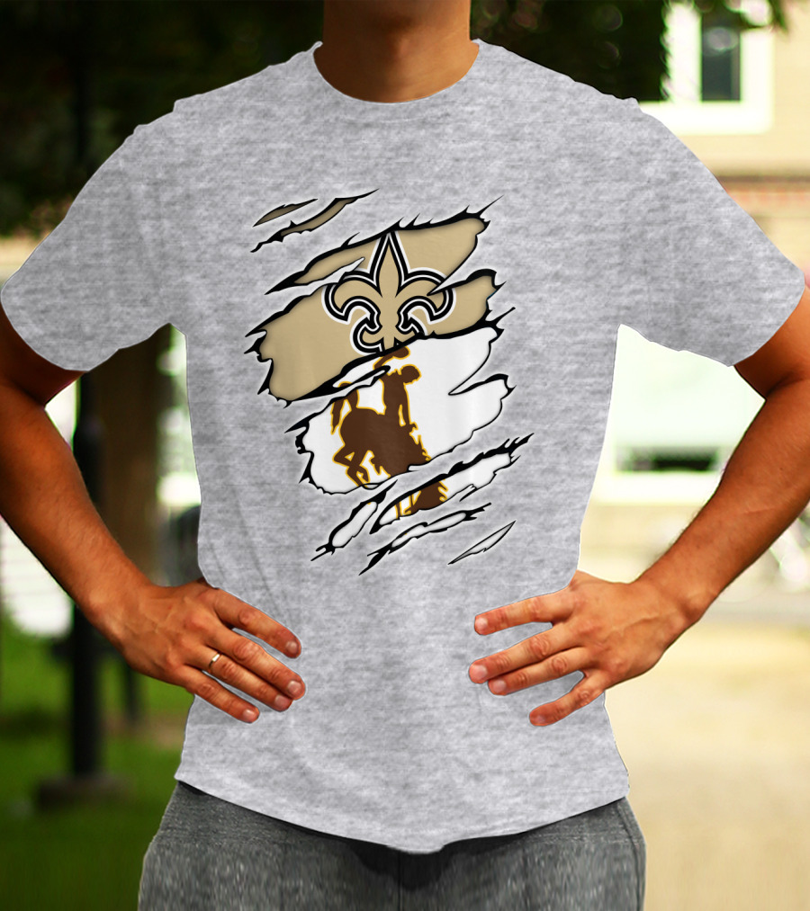 Saints Wyoming Fleur-de-Lis Rodeo Rider Tear T-Shirt