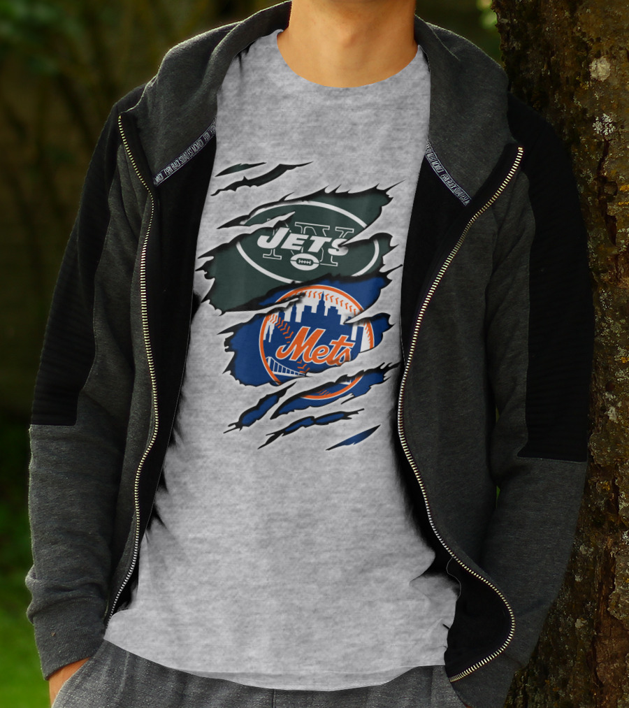 New York Jets Mets Claws Fan Logo Mashup T-Shirt