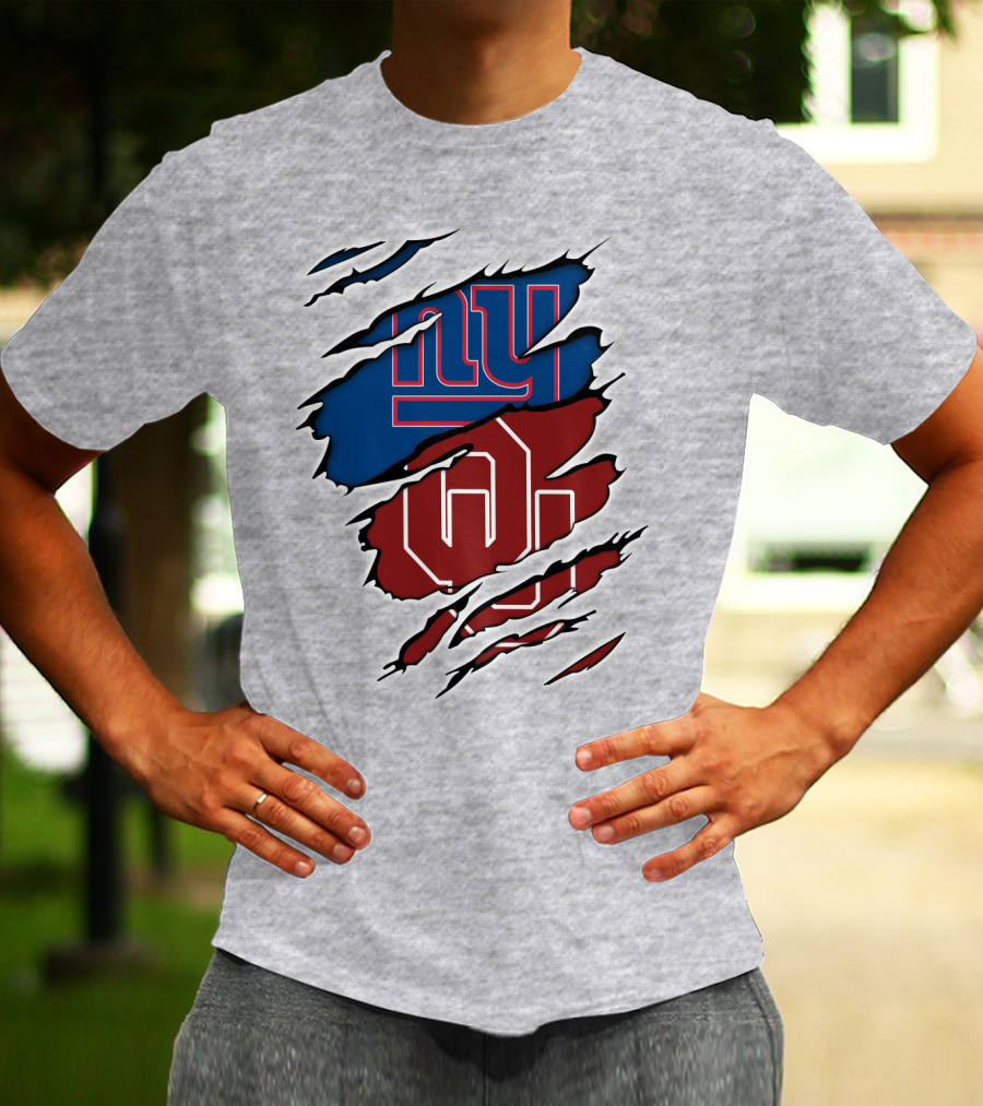 NY Giants OU Sooners Torn Effect T-Shirt