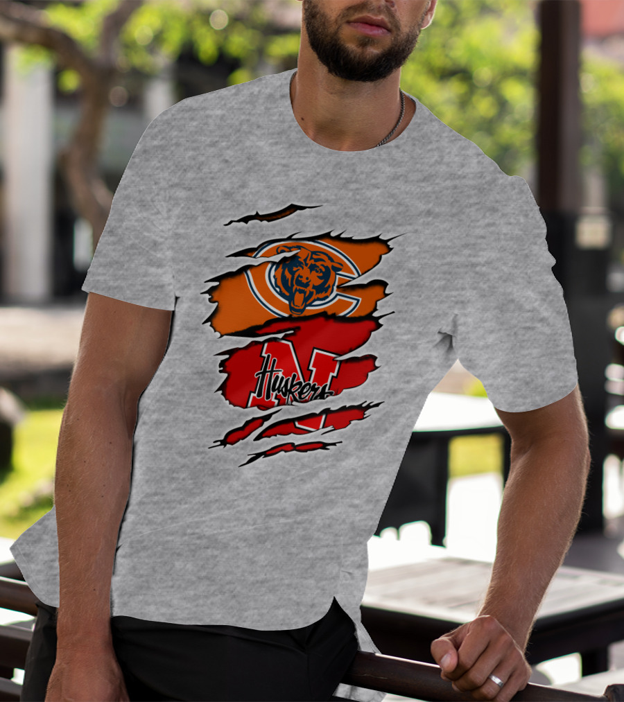 Chicago Bears Nebraska Huskers Claw Marks T-Shirt