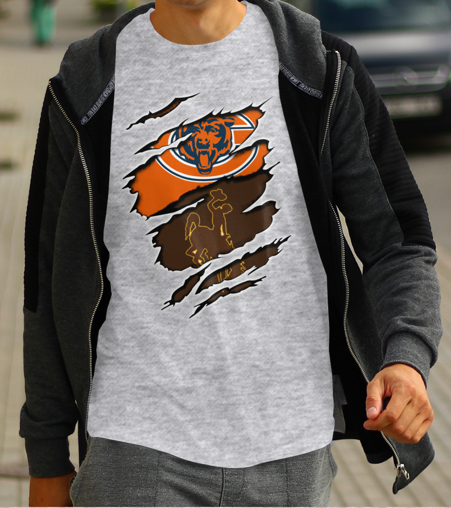 Bears Logo With Wyoming Cowboy Ripped Layers T-Shirt