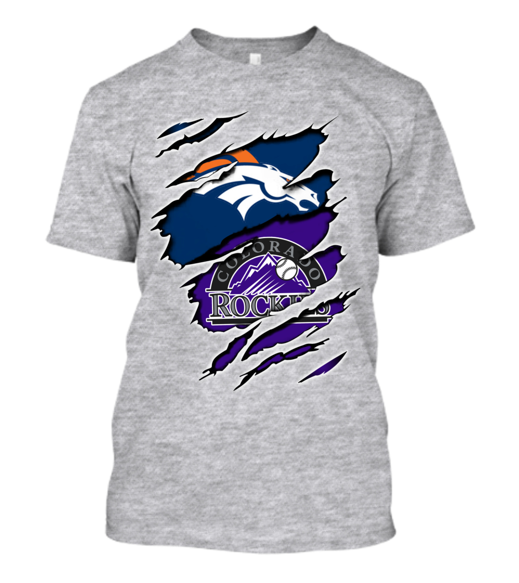 Denver Broncos Colorado Rockies Fan Crossover T-Shirt
