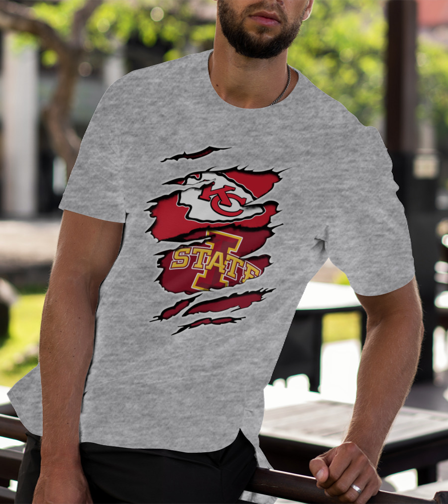 Kansas City Chiefs Iowa State University Torn Claw Marks T-Shirt