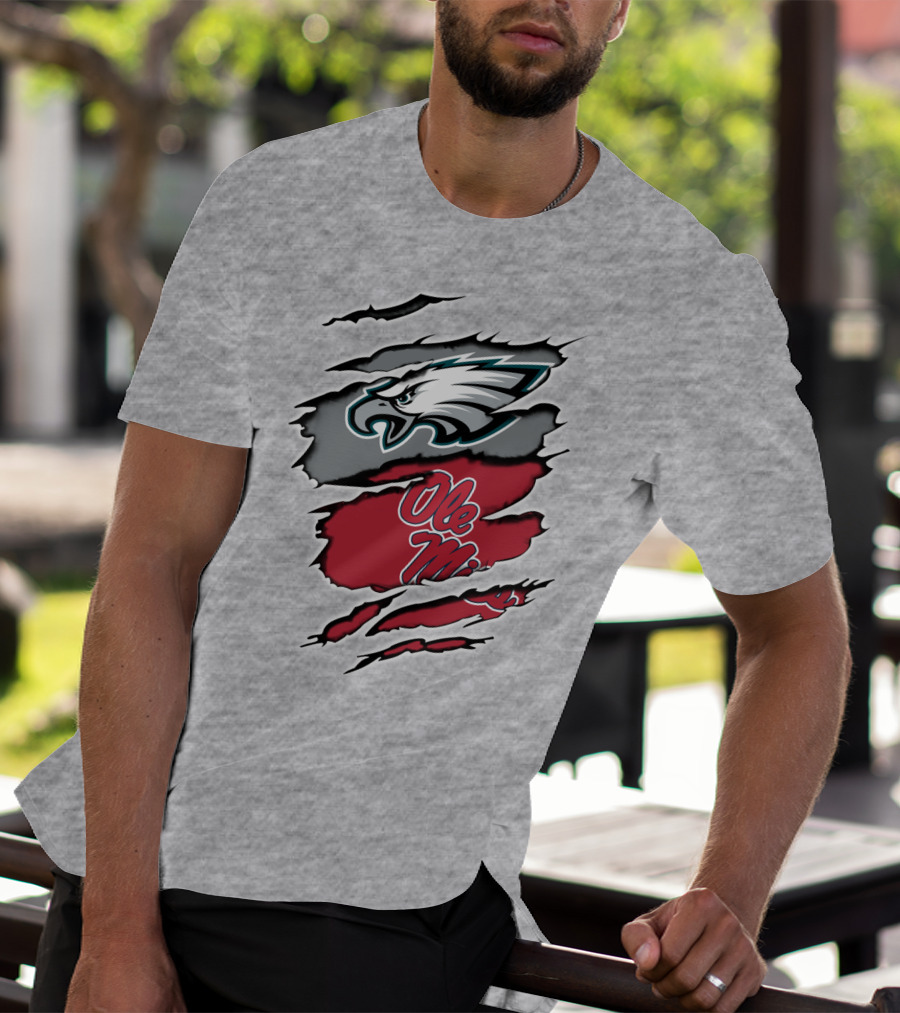 Philadelphia Eagles Ole Miss Ripped Claw T-Shirt