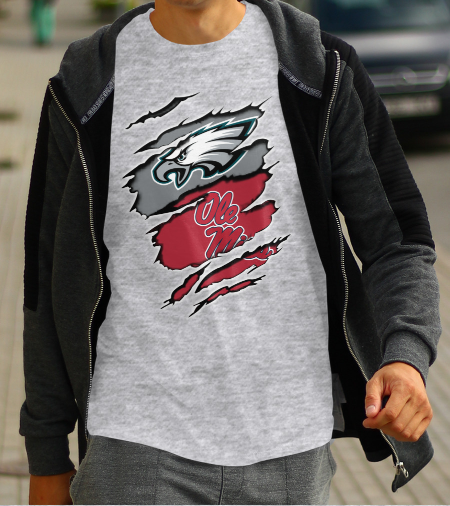 Philadelphia Eagles Ole Miss Ripped Claw T-Shirt