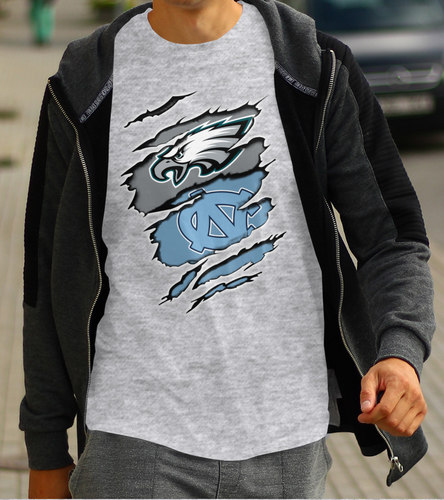 Philadelphia Eagles Unc Tar Heels Claw Marks Logo Mix T-Shirt