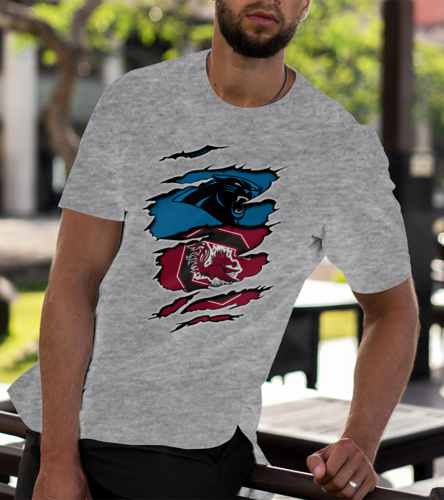Panthers Gamecocks Clawmarks Logo Fusion T-Shirt